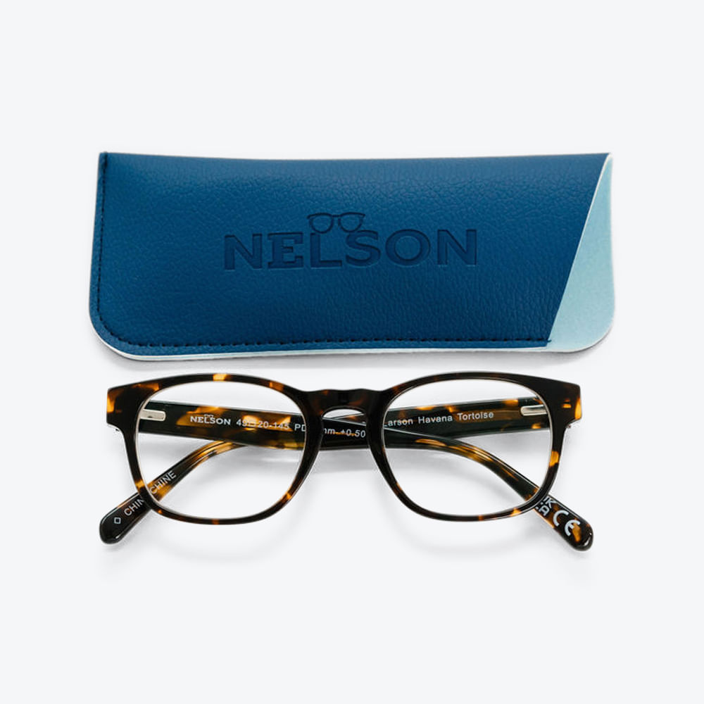 Nelson-Larson-Reading-Glasses-Havana-Tortoise-folded-view-with-case
