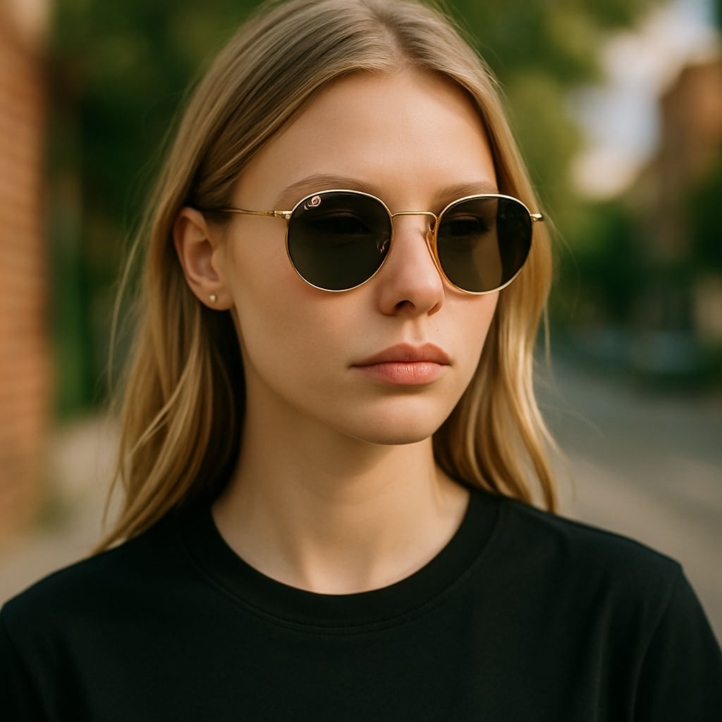 Ray-Ban-Round-Metal-Sunglasses-on-Model
