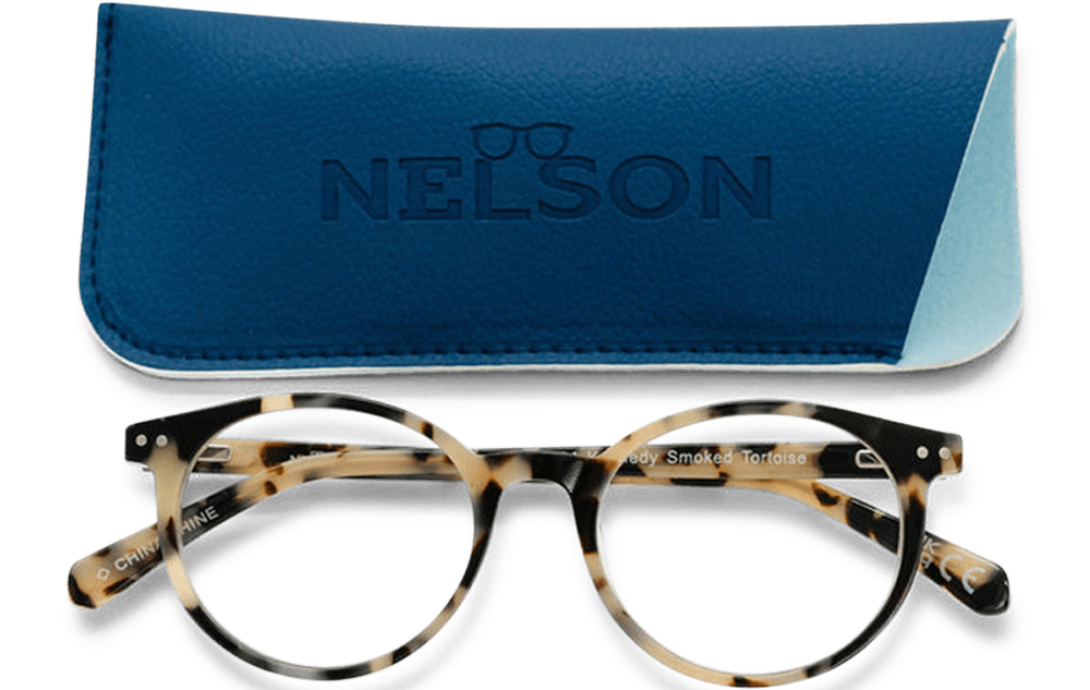 Nelson-Kennedy-Reading-Glasses-Smoked-Tortoise-Folded-View-with-Case